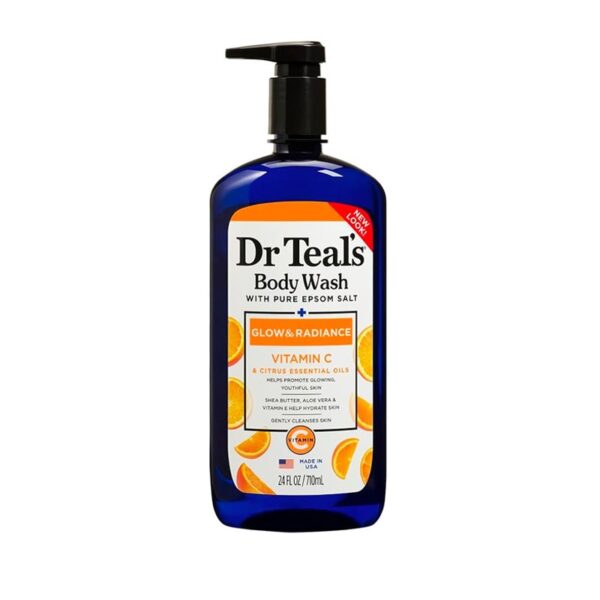 Dr TEAL’S Glow & Radiance Gel Douche Éclat du Teint à La Vitamine C & Agrumes 1L